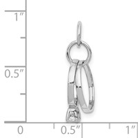 14K White Gold Polished 3-D CZ Wedding Rings Charm view 3