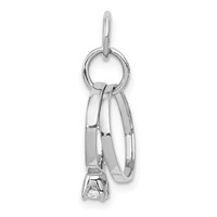14K White Gold Polished 3-D CZ Wedding Rings Charm view 1