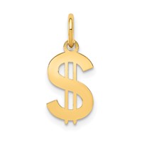 14K Yellow Gold Polished Dollar Sign Charm view 1