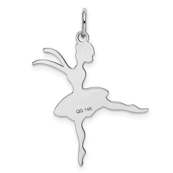14k White Gold Satin Polished Ballerina Charm