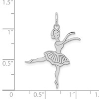 14K White Gold Satin Polished Ballerina Charm view 3