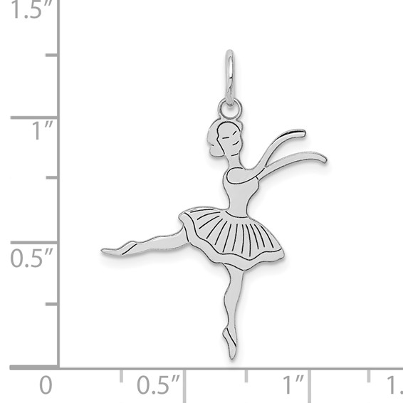 14k White Gold Satin Polished Ballerina Charm