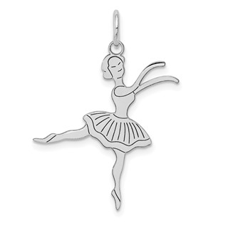 14k White Gold Satin Polished Ballerina Charm