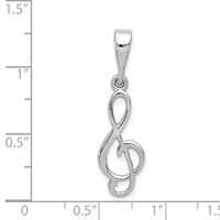 14K White Gold Treble Clef Pendant view 3