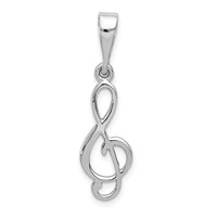 14K White Gold Treble Clef Pendant view 1
