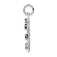 14K White Gold Multi-color CZ Stones Artist Palette Charm view 2