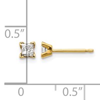 14K Yellow Gold Aaa Quality Complete Princess-cut Diamond Earrings view 4