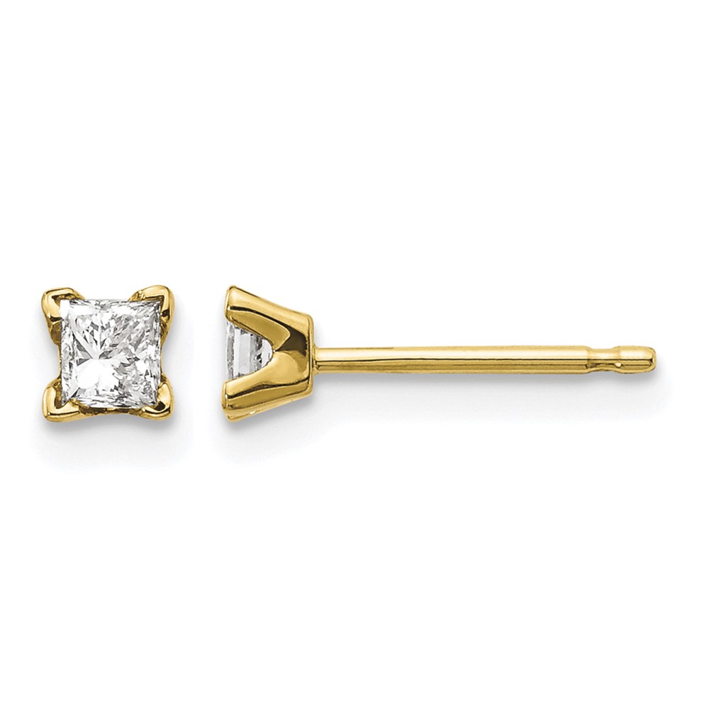 14K AA Quality Complete Princess-cut Diamond Stud Earrings