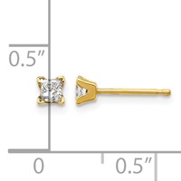 14K Yellow Gold AA Quality Complete Princess-cut Diamond Stud Earrings view 4