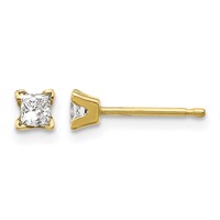 14K Yellow Gold AA Quality Complete Princess-cut Diamond Stud Earrings view 1