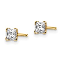 14K Aaa Quality Complete Princess-cut Diamond Earrings view 2