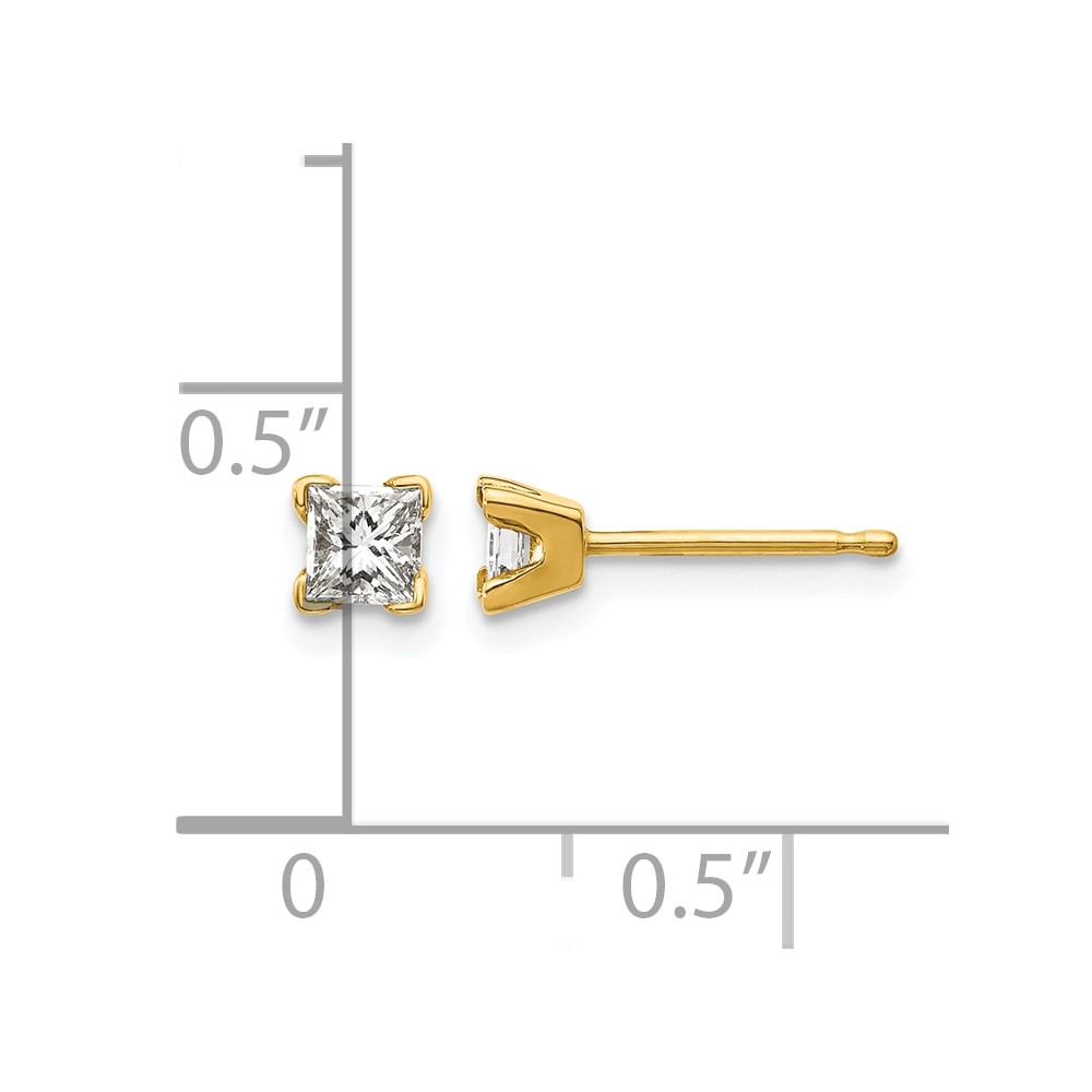 14k AA Quality Complete Princess-cut Diamond Stud Earrings (XAP3AA)