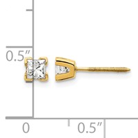 14K Yellow Gold Aaa Quality Complete Princess-cut Diamond Earrings view 4