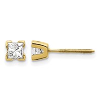 14K Yellow Gold Aaa Quality Complete Princess-cut Diamond Earrings view 1