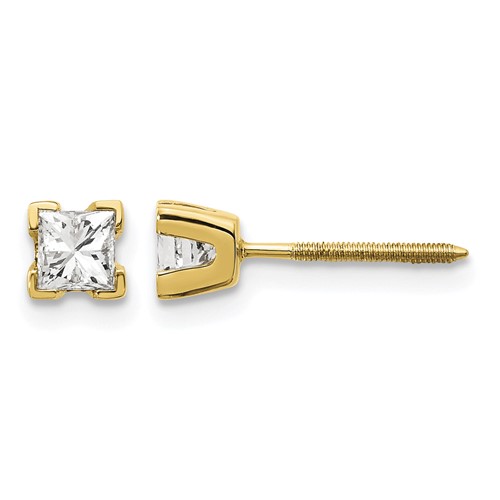 14K Yellow Gold Aaa Quality Complete Princess-cut Diamond Earrings