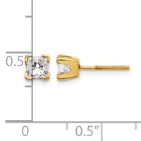 14K Yellow Gold AA Quality Complete Princess-cut Diamond Stud Earrings view 4