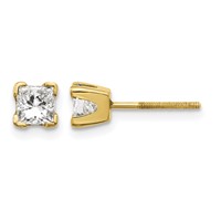 14K Yellow Gold AA Quality Complete Princess-cut Diamond Stud Earrings view 1