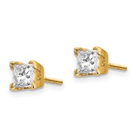 14K AA Quality Complete Princess-cut Diamond Stud Earrings view 2