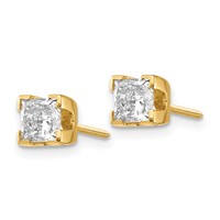 14K Yellow Gold 1ct VS Quality Complete Princess-cut Diamond Earrings view 2
