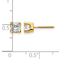 14K Yellow Gold 1ct VS Quality Complete Princess-cut Diamond Earrings view 4