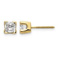 14K Yellow Gold 1ct VS Quality Complete Princess-cut Diamond Earrings view 1
