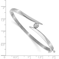 14K White Gold Complete 0.25 Carat AA Diamond Hinged Oval Bangle Bracelet view 3