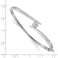 14K White Gold Complete 0.50 Carat Aaa Diamond Hinged Oval Bangle Bracelet view 2