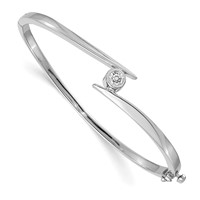 14K White Gold Complete 0.50 Carat Aaa Diamond Hinged Oval Bangle Bracelet view 1