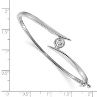 14K White Gold Complete 1 2 Carat a Diamond Hinged Oval Bangle Bracelet view 2
