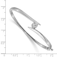 14K White Gold Complete 3 8 Carat AA Diamond Hinged Oval Bangle Bracelet view 2