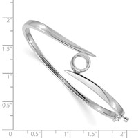 14K White Gold Holds 1 Carat 6.5mm Round Stone Hinged Oval Bangle Bracelet Mounting view 2