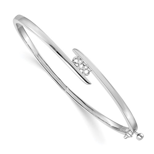 14K White Gold Holds 0.33 Carat 3-3.0mm Round Stones Hinged Oval Bangle Bracelet Mounting