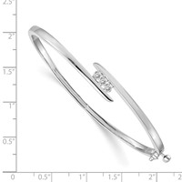 14K White Gold Complete 3-Stone 0.33 Carat Aaa Diamond Hinged Oval Bangle Bracelet view 2