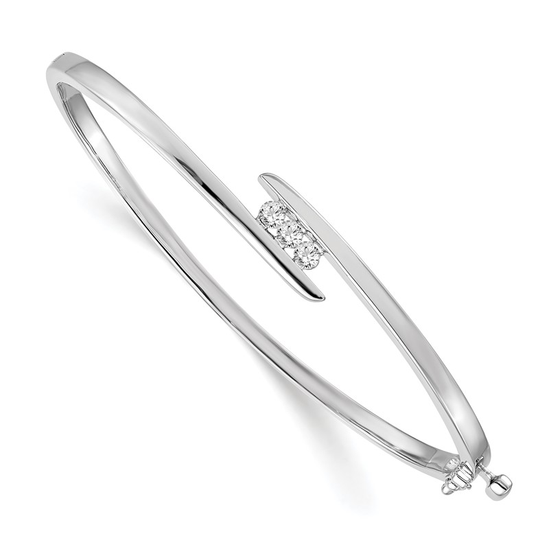 14k White Gold 1/3 carat Lab Grown Diamond VS/SI G+ Complete Bangle Bracelet
