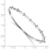 14K Complete 1 2 Carat White Gold AA Diamond Hinged Oval Bangle Bracelet view 2