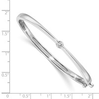 14K White Gold Complete 1 4 Carat Aaa Diamond Hinged Oval Bangle Bracelet view 2
