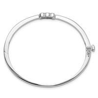 14K White Gold Holds 0.50 Carat 1-4.0mm and 2-3.1mm Round Stones Hinged Oval Bangle Bracelet Mounting view 2
