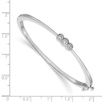 14K White Gold Complete 3-Stone 0.50 Carat a Diamond Hinged Oval Bangle Bracelet view 2