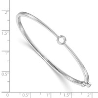 14K White Gold Holds 0.25 Carat 4.0mm Round Stone Hinged Oval Bangle Bracelet Mounting view 2