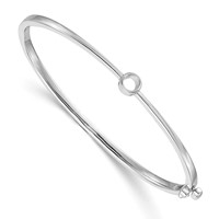 14K White Gold Holds 0.25 Carat 4.0mm Round Stone Hinged Oval Bangle Bracelet Mounting view 1