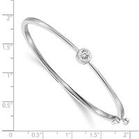 14K White Gold Complete 1 2 Carat AA Diamond Hinged Oval Bangle Bracelet view 2