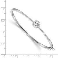 14K White Gold 1 Carat Lab Grown Diamond VS SI+ G+ Complete Bezel Bangle Bracelet view 3