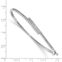 14K White Gold Complete 1 Carat AA Diamond Hinged Oval Bangle Bracelet view 2