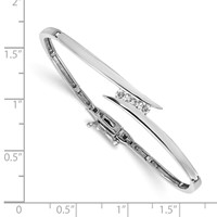 14K White Gold Complete 3-Stone 0.25 Carat a Diamond Hinged Bangle Bracelet view 2