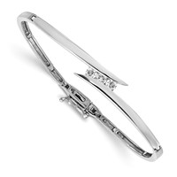 14K White Gold Complete 3-Stone 0.25 Carat a Diamond Hinged Bangle Bracelet view 1