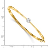 14K Two-tone Complete 0.25 Carat a Diamond Hinged Oval Bangle Bracelet view 2