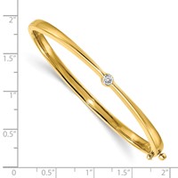 14K Yellow Gold Polished Complete 0.25 Carat Aaa Diamond Hinged Oval Bangle Bracelet view 2