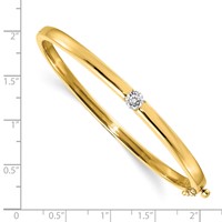 14K Polished Complete 1 2 Carat Aaa Diamond Hinged Oval Bangle Bracelet view 2