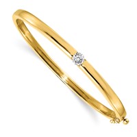14K Polished Complete 1 2 Carat Aaa Diamond Hinged Oval Bangle Bracelet view 1
