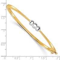 14K Two-tone Holds 0.50 Carat 1-3.8mm and 2-3.4mm Round Stones Hinged Oval Bangle Bracelet Mounting view 3